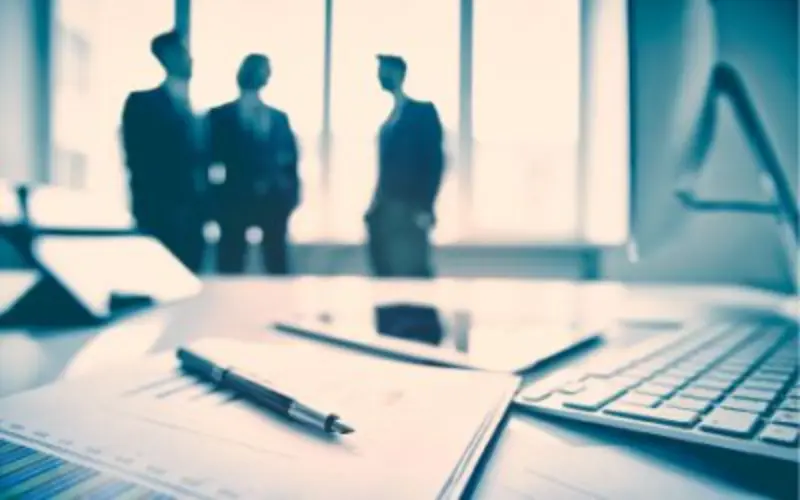 A group of 3 lawyers discussing and on the desk are some documents and a pen. Kabugu Advocates LLP – A leading law firm in Kenya providing expert legal services in litigation, real estate, employment law, and more.